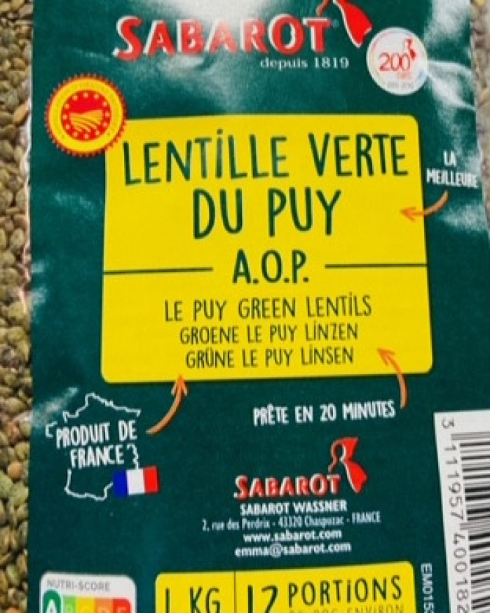 lentille verte du puy 1 kilo