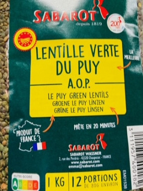 lentille verte du puy 1 kilo