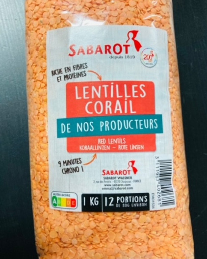 lentille corail 1 kilo